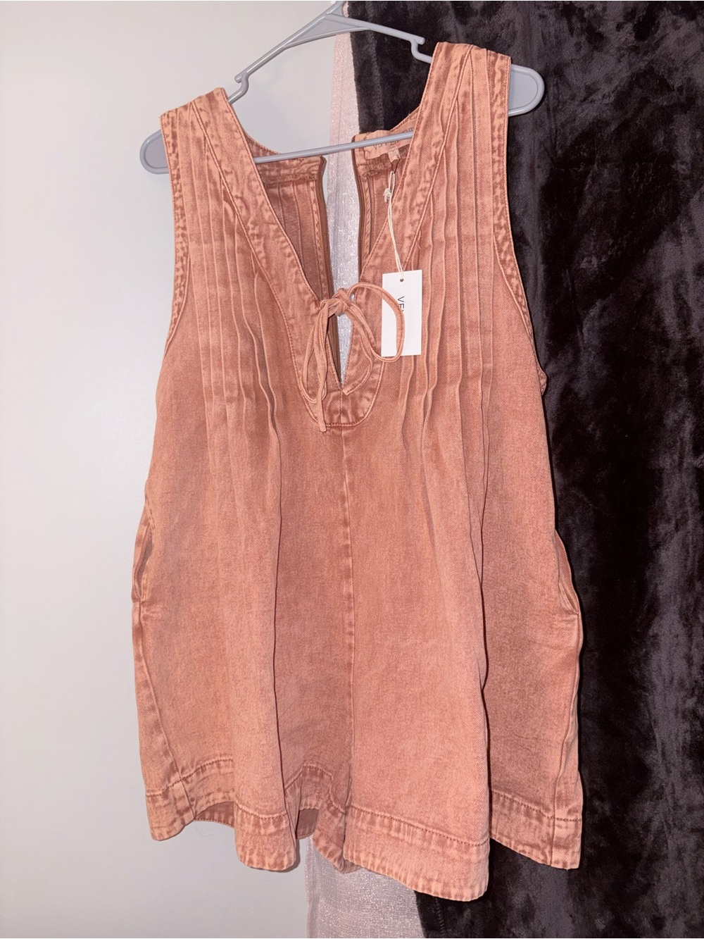 Washed Rust Sleeveless Tie-Front Women's Top